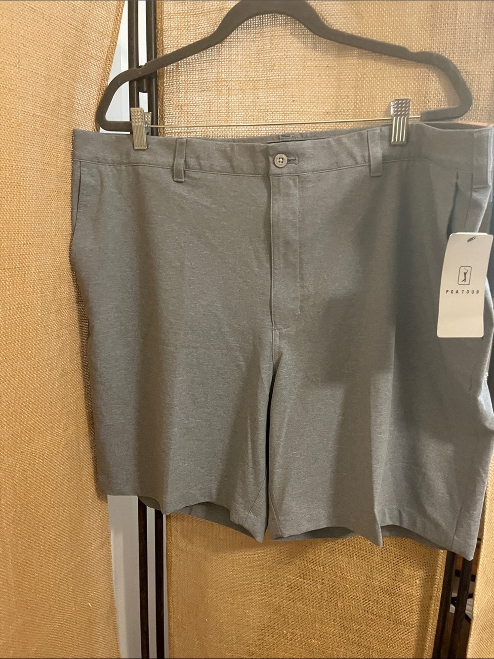PGA Tour Men's Gray Flat-Front Performance Shorts